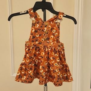 FALL PUMPKIN SEASON Floral Jumper Dress Look GoldenYellow Flowers Warm RustBrown